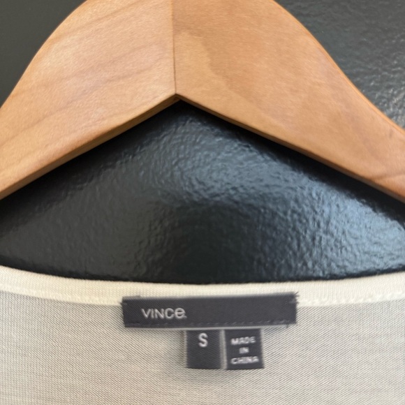 Vince NWOT S oversized tshirt dress slightly sheer Charcoal and Cream Striped - Picture 3 of 11